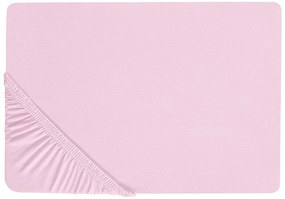 Rózsaszín pamut gumis lepedő 180 x 200 cm JANBU Beliani