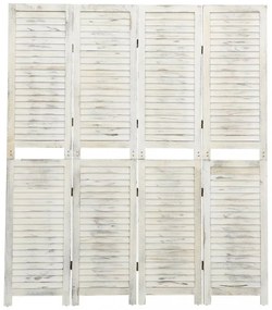 Antik fehér 4 paneles tömör faparaván 140 x 165 cm