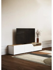 Fehér TV-állvány tölgyfa dekorral 180x38 cm Verone - TemaHome