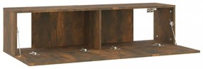 füstös tölgy színű szerelt fa fali TV-szekrény 120 x 30 x 30 cm