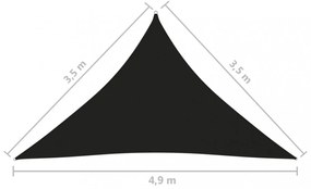 fekete háromszögű oxford szövet napvitorla 3,5 x 3,5 x 4,9 m