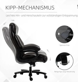 Vinsetto Főnöki irodai szék, 180 kg teherbírás, ergonomikus kialakítás, állítható magasságú, műbőr, barna.