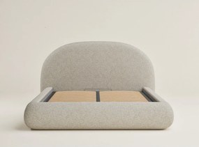 Bézs kárpitozott ágyneműtartós franciaágy ágyráccsal 160x200 cm Maumere – Maison de Rêve