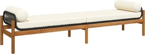 vidaXL polyrattan akácfa kerti pad fekete párnával