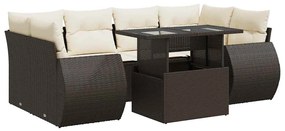 7 részes barna polyrattan kerti ülőgarnitúra párnákkal