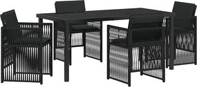 vidaXL Kert étkező szett 5 pcs Fekete Porszórt acél