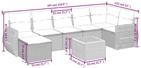8 részes szürke polyrattan kerti ülőgarnitúra párnákkal