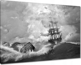Vászonkép 100x70 Vihar Tenger Hajó Tájkép