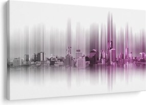 Kép - Panoráma a városra, rózsaszín-szürke (90x60 cm)