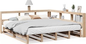 vidaXL tömör fenyőfa könyvespolcos ágy matrac nélkül 180 x 200 cm