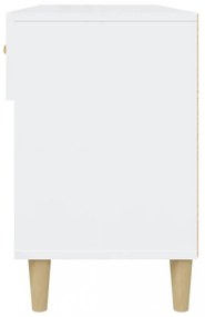 magasfényű fehér szerelt fa cipőszekrény 102x35x55 cm