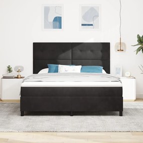 Boxspring Ágy Matrac Kárpit Fekete Szuper Király Bársonyos