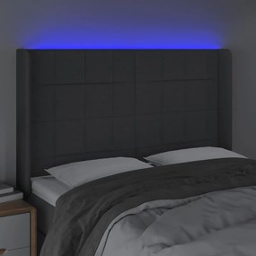 sötétszürke szövet LED-es fejtámla 147x16x118/128 cm