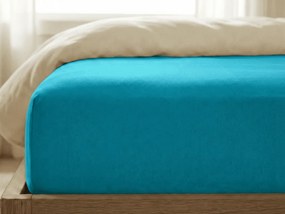 Jersey gumis lepedő lycrával türkiz 180 x 200 cm