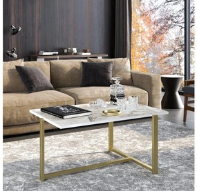 Asir Kávésasztal MERIDETHS 45x92 cm arany/fehér AS0760