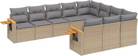 vidaXL 10 részes bézs polyrattan kerti ülőgarnitúra párnával