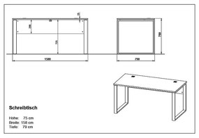 Íróasztal tölgyfa dekorral 158x79 cm Lioni - Germania