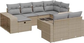 vidaXL 11 részes bézs polyrattan kerti ülőgarnitúra párnákkal