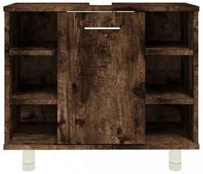 füstös tölgy színű szerelt fa fürdőszobaszekrény 60x32x53,5 cm
