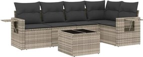 vidaXL 6 részes világosszürke polyrattan kerti ülőgarnitúra párnákkal