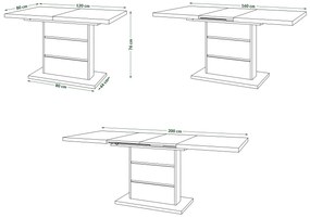 Mazzoni PIANO Artisan Tölgy/Bézs (Pezsgő) - 200 cm-es MODERN NYITHATÓ ASZTAL!