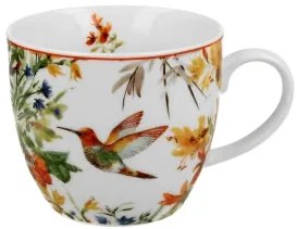 Porcelán bögre papír díszcsomaggal kolibri madaras Linnea