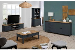 Sötétkék borovi fenyő alacsony komód 150x80 cm Miranda – Marckeric