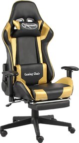 vidaXL aranyszínű PVC forgó gamer szék lábtartóval