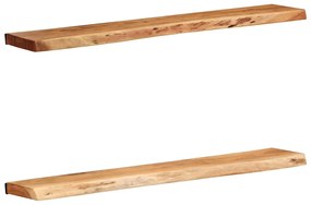 2 darab tömör akácfa fali polc 100x20x3,5 cm