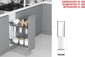 Cargo szekrényhez 25 Antracit konyhai eszközök blum teljes kihúzható jobbos