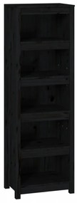 fekete tömör fenyőfa könyvszekrény 50x35x154 cm