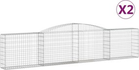 vidaXL 2 db íves horganyzott vas gabion kosár 400x30x80/100 cm