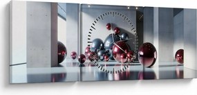 Kép - 3D tér gömbökkel II. (órával) (90x30 cm)