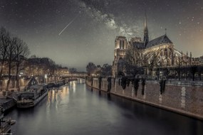 Poszter 30x20cm Notre-Dame de Paris éjszaka, Assaf Frank