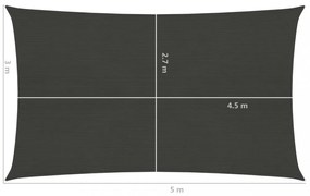 antracitszürke HDPE napvitorla 160 g/m² 3 x 5 m