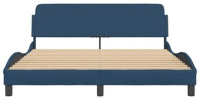kék szövet ágykeret fejtámlával Dover 160x200 cm