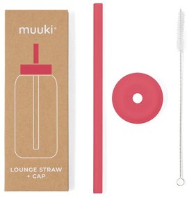 Szilikon szívószál tisztítókefével-fedéllel Watermelon High – Muuki