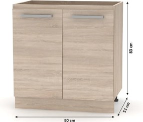 Konyhabútor 2,4 m, tölgy sonoma/fehér, NOVA PLUS