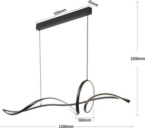 Brilagi - Dimmelhető LED függeszték kábellel SIGNATURE LED/55W/230V 120x23 cm fekete + távirányító
