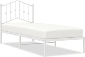 vidaXL fehér fém ágykeret matrac nélkül fejtámlával 180 x 200 cm