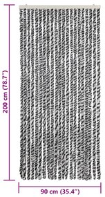 szürke és fekete és fehér zsenília rovarfüggöny 90x200 cm