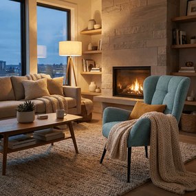 Fotel (füles), kék, szövet, AK-H9206 BLUE2