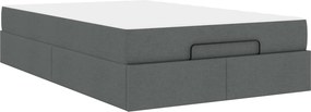 vidaXL Ágykeret matraccal matracmal 2 pcs Homályos Szürke szövet