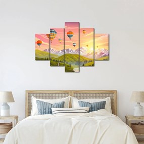 Léggömbök képe a táj felett (150x105 cm)