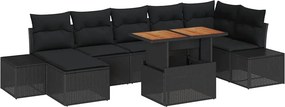 vidaXL Kerti Kanapé Szett párnával 8 pcs Fekete és Barna