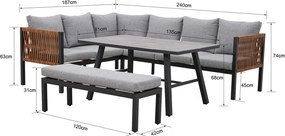 Texas 8 személyes sarok kerti bútor garnitúra