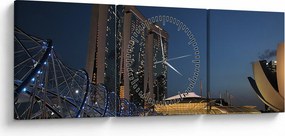 Modern metropolisz képe (órával) (90x30 cm)