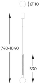 Zuma Line P0583-01A-2GHF - Csillár zsinóron MIDA 1xG9/6W/230V réz
