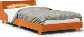 vidaXL viaszbarna tömör fenyőfa ágy matrac nélkül 90 x 200 cm