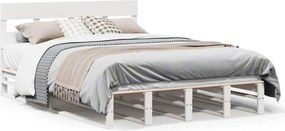 vidaXL fehér tömör fenyőfa ágy matrac nélkül 160 x 200 cm